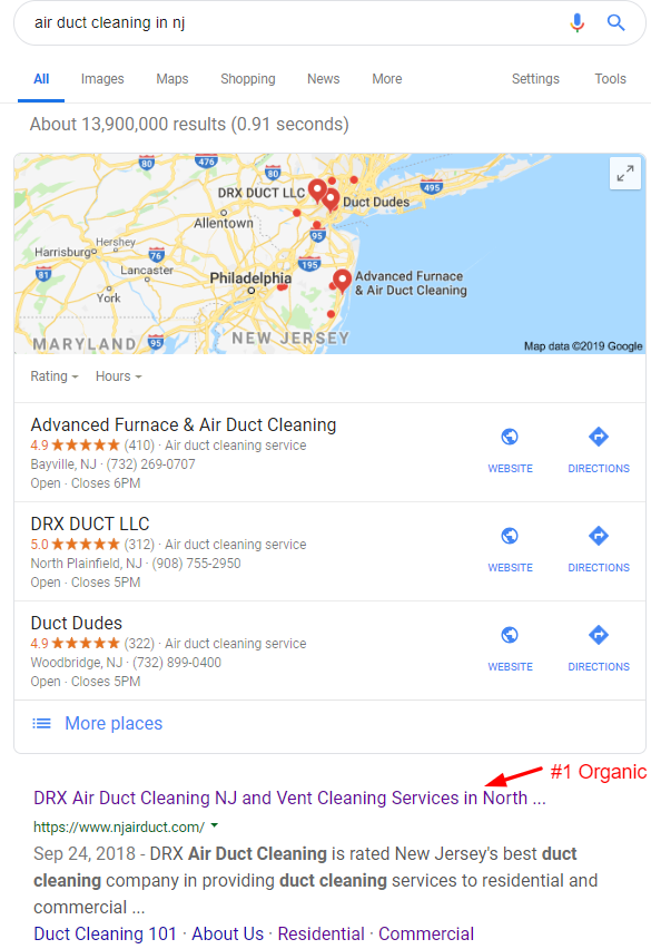 1 Google Ranking Screenshot