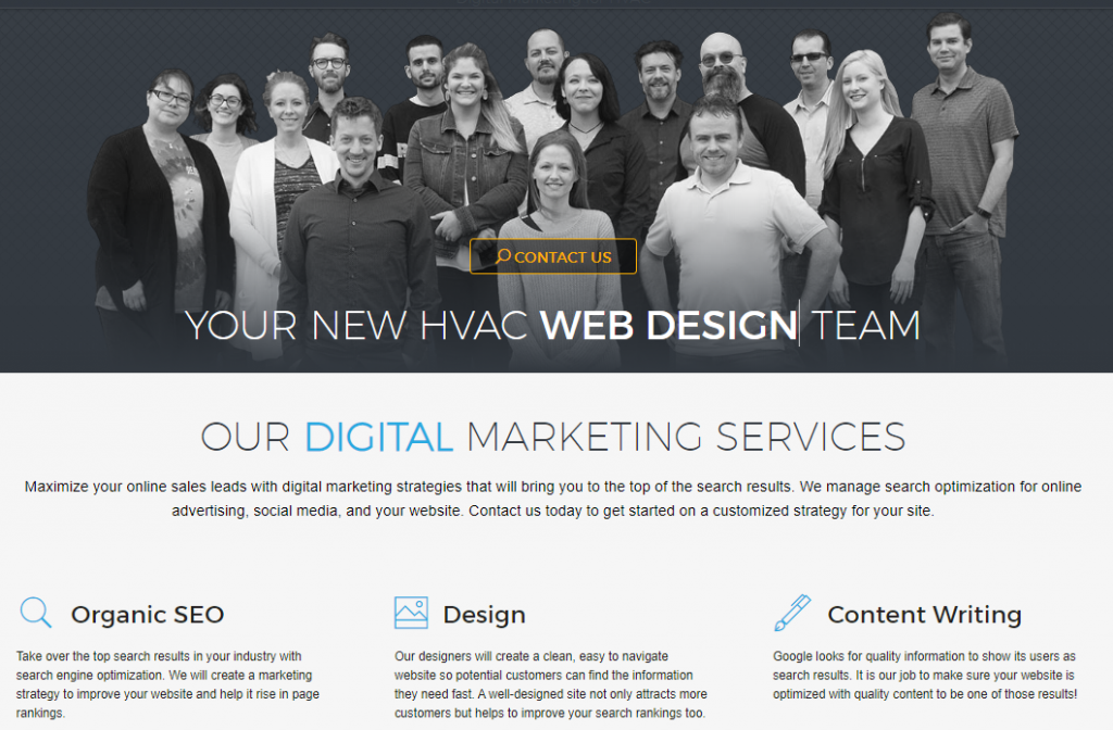HVAC Advertising Company Homepage