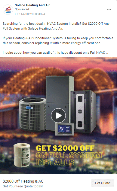 AC Company Ad Example from Facebook