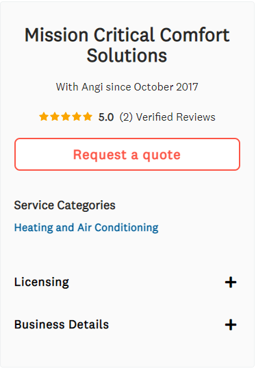 Angi' Listing for HVAC Company