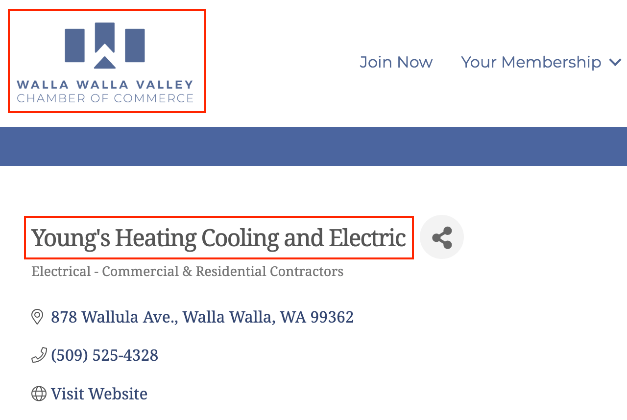 Community Membership Example from Walla Walla, WA Chamber of Commerce