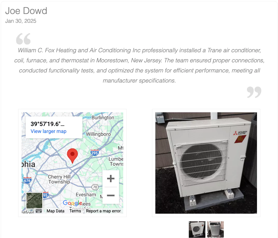 Screenshot of Pin on Fox HVAC Website