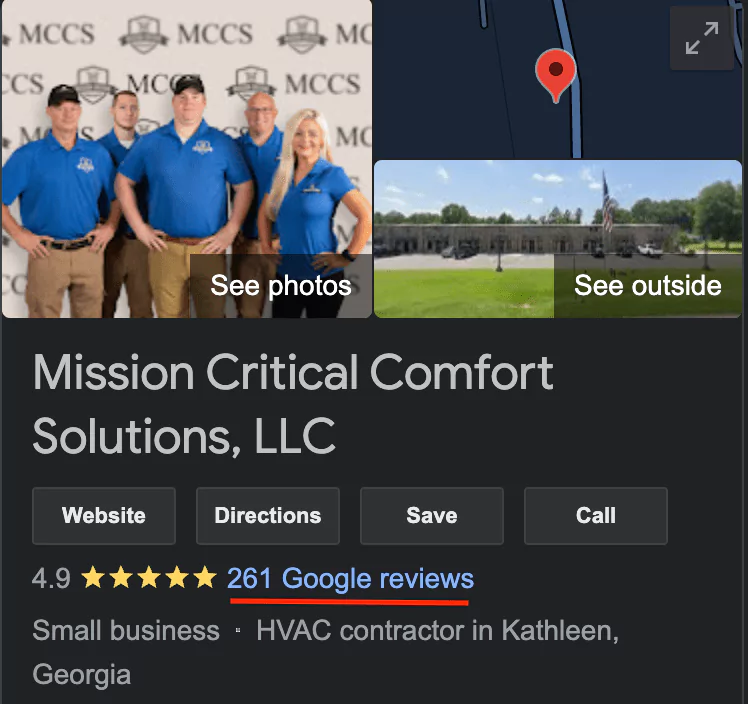 Screenshot of Google Reviews Count
