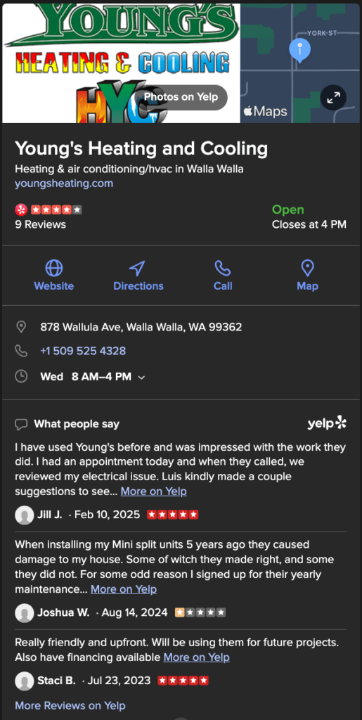 HVAC Apple Maps Listing via DuckDuckGo