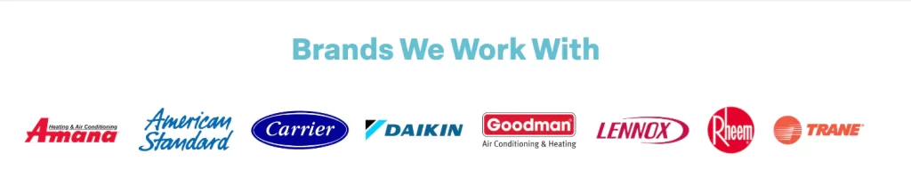 Screenshot of Notable Brands on HVAC Website