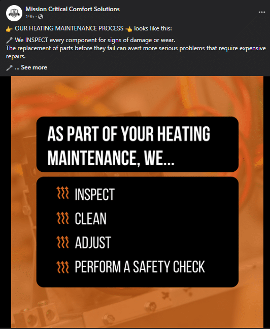 Screenshot of Facebook Post About AC Maintenance