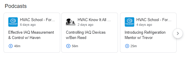 HVAC Podcast SERP