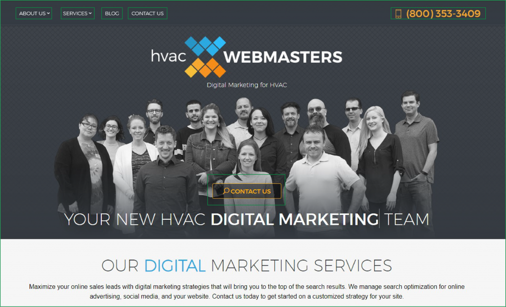Example of UI on the HVAC Webmasters Website UI Example by HVAC Webmasters