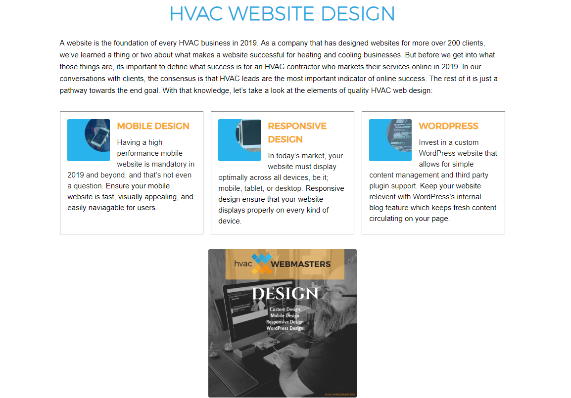 HVAC Webmasters Web Design Screenshot