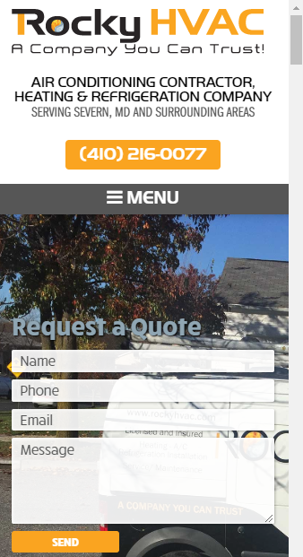 Correct Formatting for Mobile Viewing by Rocky HVAC Mobile View of the Rocky HVAC Site