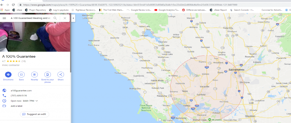 Google Service Area for HVAC Company HVAC Company Service Area