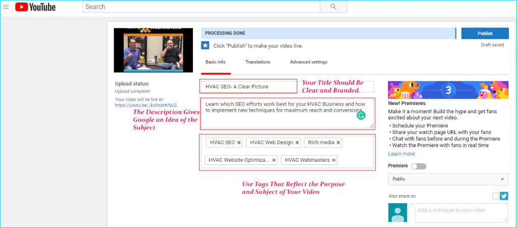 HVAC Upload on YouTube